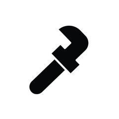 Black Wrench Icon on a White Background for Design and Construction Projects