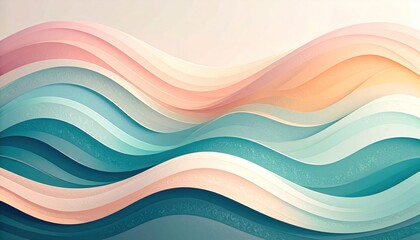 Abstract Wavy Lines in Blue Pink and Orange Tones Representing Movement and Fluidity