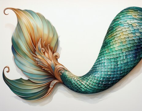 mermaid tail on white background