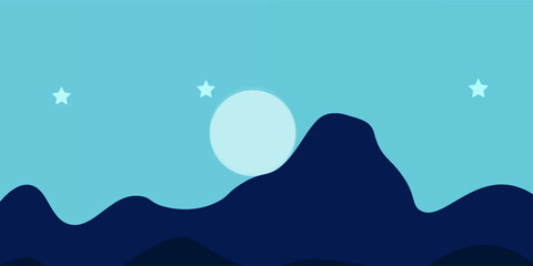 Obraz premium Mountains landscape. Mountains silhouettes panorama at morning. Vector forest hiking background.