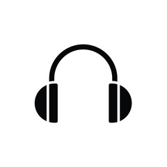 Simple Black Headphones Icon on White Background for Music and Sound Use