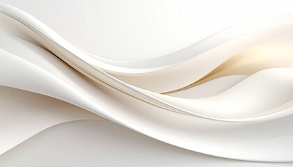 Obraz premium Abstract White Wavy Background with Subtle Gold Accents and Smooth Flowing Lines