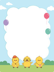 Fototapeta premium a letter paper with a chick character