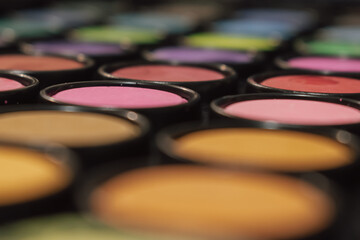 A palette with water-soluble paints for drawing. Abstract background. Back to school