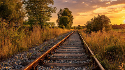 Golden Hour Railroad Sunset