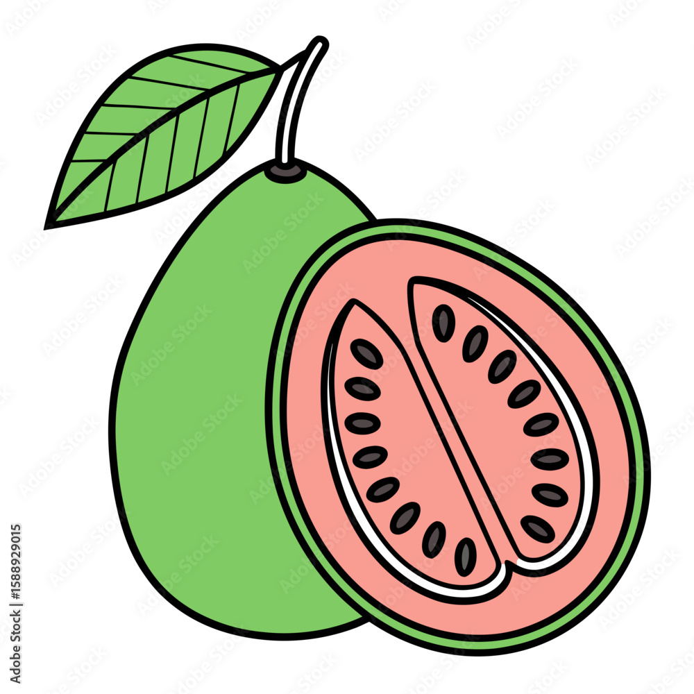 Aufkleber guava fruit icon with slice flat vector..