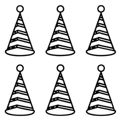 Christmas Party Hat Line Art Vector Set