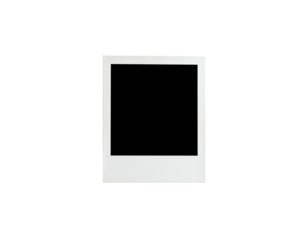 A single empty white instant photo frame with a classic square format and a thick bottom border.