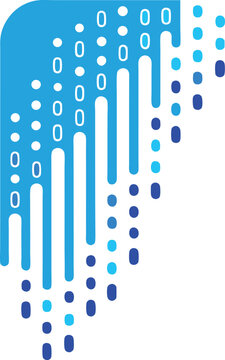 flat vector binary code stream in gradient blue flow,