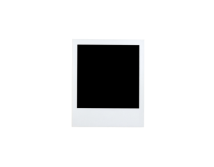 Blank white instant camera photo frame with a classic square format and thick bottom border.