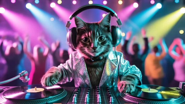 Cat dj party nightlife image