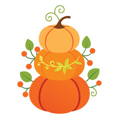Whimsical stacked pumpkins adorned with intricate floral patterns creating a festive and decorative autumn seasonal design element