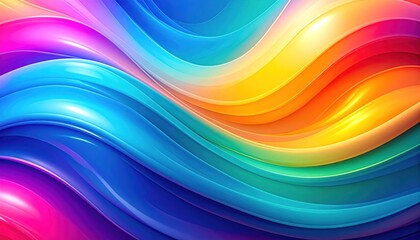 Abstract Digital Artwork Depicting A Wavy Spectrum Of Vivid Colors And Smooth Light Effects