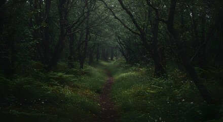 Obraz premium Mystical Forest Trail A Serene Walk Through an Enchanted Wood