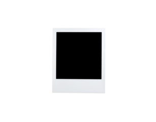 Blank white instant photo frame with a classic vertical layout and textured border ready for your image.
