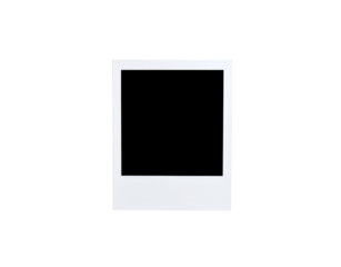 Blank white instant photo frame with a classic thick bottom border and subtle texture.