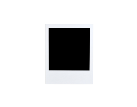 Blank white instant photo frame with a classic thick bottom border and subtle texture.