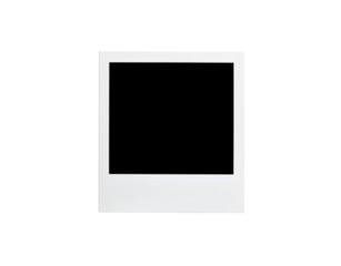 Blank white instant photo frame with a textured border and empty square center.
