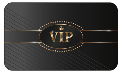 Premium gold vector VIP card, on black background, with elegant black and gold design. Invitation for members of club, casino. Vector illustration