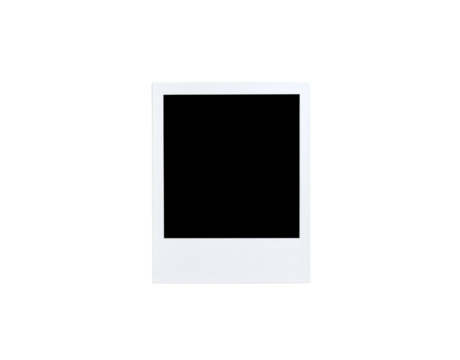 Classic blank white instant photo frame with a textured paper border.