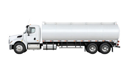 White tanker truck side view isolated vehicle transportation