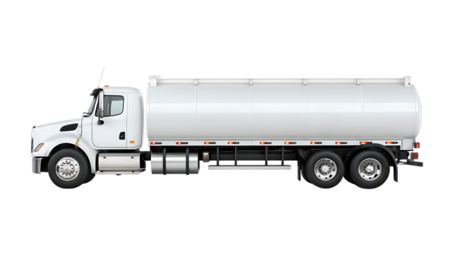 White tanker truck side view isolated vehicle transportation