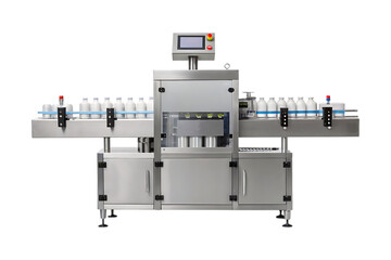 Stainless steel bottling machine with white containers industrial