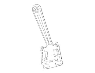 Wireframe Bicycle Pedal Technical Drawing: A Detailed Monochrome Line Art Illustration for Engineering Design, CAD Schematics, and Mechanical Component Concepts. Ideal for Industrial Blueprints.