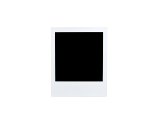 Empty white instant photograph frame with a classic square format and textured border.