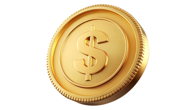gold coin with dollar sign