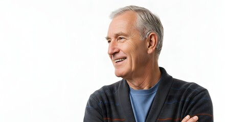 Portrait of a happy senior man looking to the side with a smile