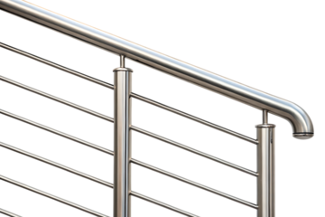Sleek metallic railing with horizontal bars stainless steel