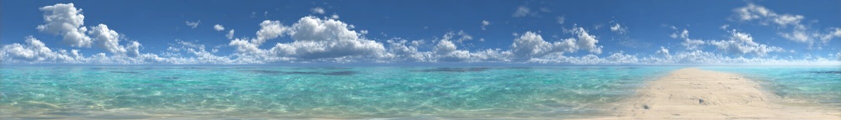 Panoramic beach view tropical paradise hdr 360 degrees coastal serenity bright atmosphere