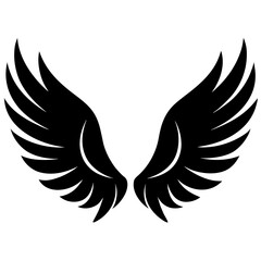 Obraz premium Symmetrical Black Angel Wings Spiritual Symbol Graphic Design Element black wings