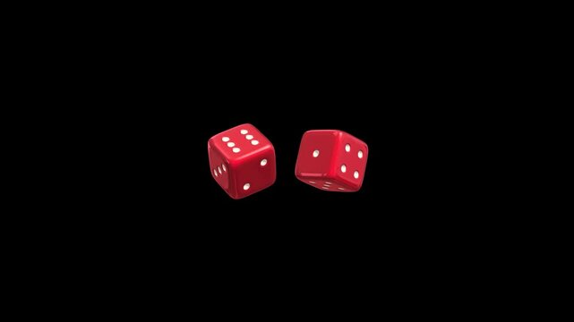dice red random rolling loop alpha channel animation, casino gambling game dices isolated motion design element	 - Powered by Adobe