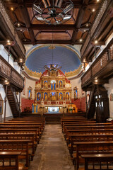 interior of the eglise de notre dame in ainhoa in spain basque
