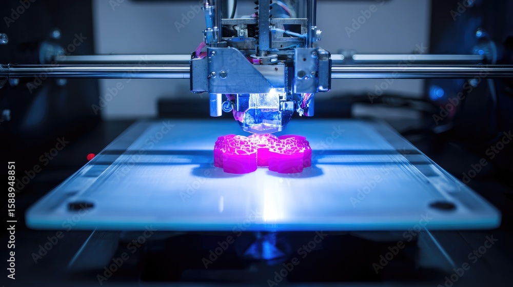 Poster d printer in operation creating intricate prototype components from advanced materials