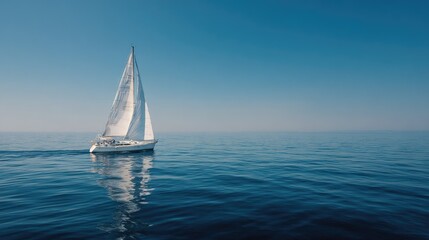 White sailboat on a tranquil sea