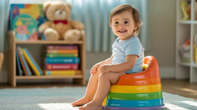 Toddler potty training happy child