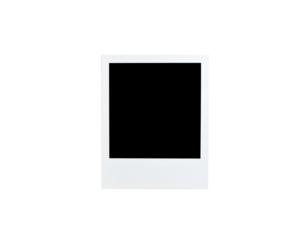 Vintagestyle blank white instant photo frame with a textured border and empty center.