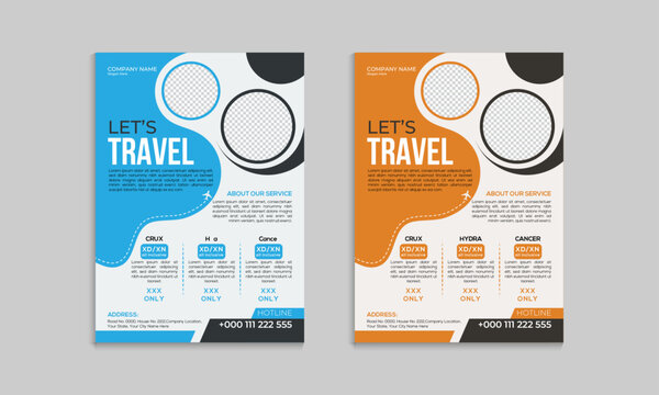 Travel business flyer design template set,  corporate creative travel flyer design, or poster design for business	
