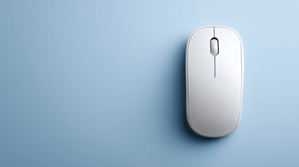 Elegant wireless mouse resting on a soft blue background