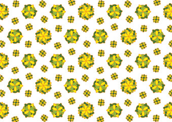 A vibrant pattern of stylized flowers and leaves