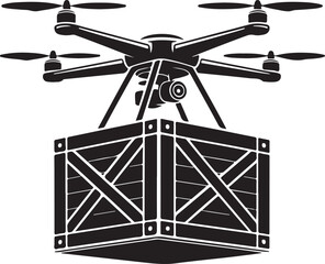 Flying Drone Silhouette Vector

Quadcopter Technology Illustration

Remote-Controlled Drone Design

Modern Drone in Flight Graphic

Aerial Drone Silhouette Art