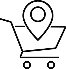 store location icon set. shop location thin line and solid. pin icon with cart and path. retail activities settings. Vector illustration
