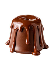 Obraz premium Isolated transparent png Dark Chocolate flavorful baking Rich chocolate dessert with a glossy, dripping layer of melted chocolate on top.