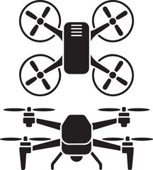 Flying Drone Silhouette Vector

Quadcopter Technology Illustration

Remote-Controlled Drone Design

Modern Drone in Flight Graphic

Aerial Drone Silhouette Art