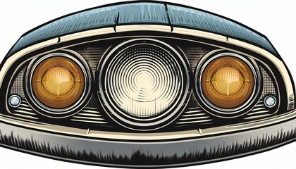 round car headlight and turn indicator vintage vector