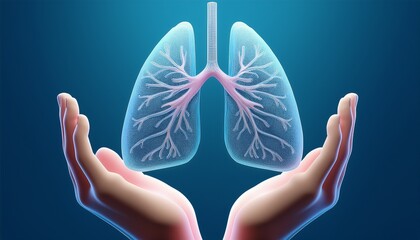 3d hands holding lung world tuberculosis day world no tobacco day lung cancer pulmonary hypertension pneumonia copd eco air pollution respiratory medical diagnostics concept 3d rendering