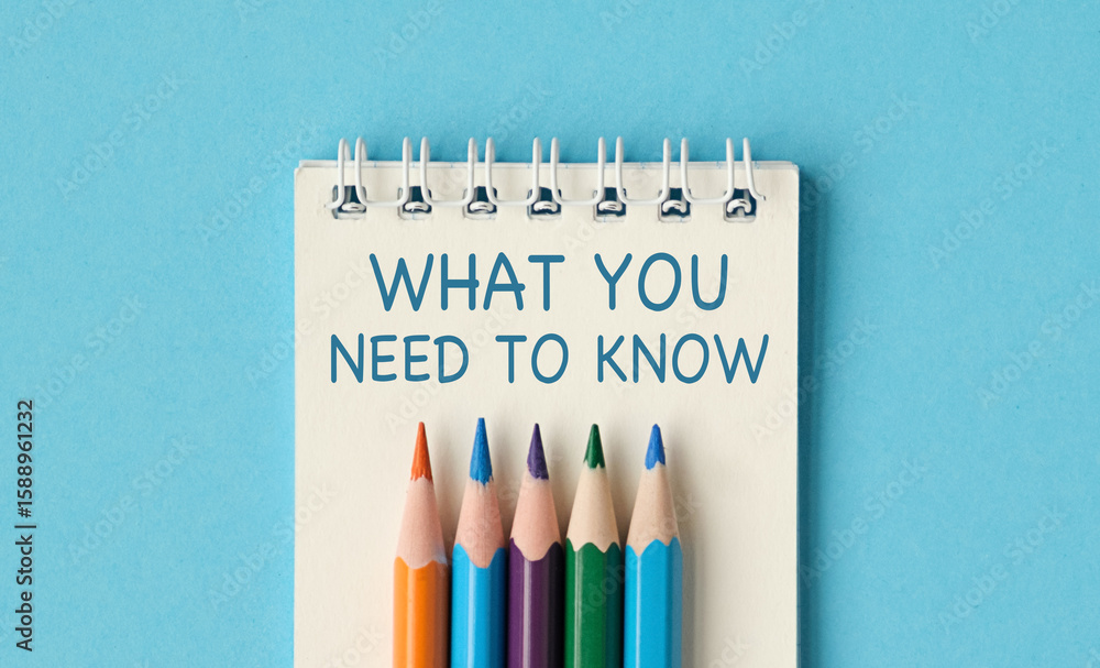 Poster a notebook with a pencils on it that says what you need to know